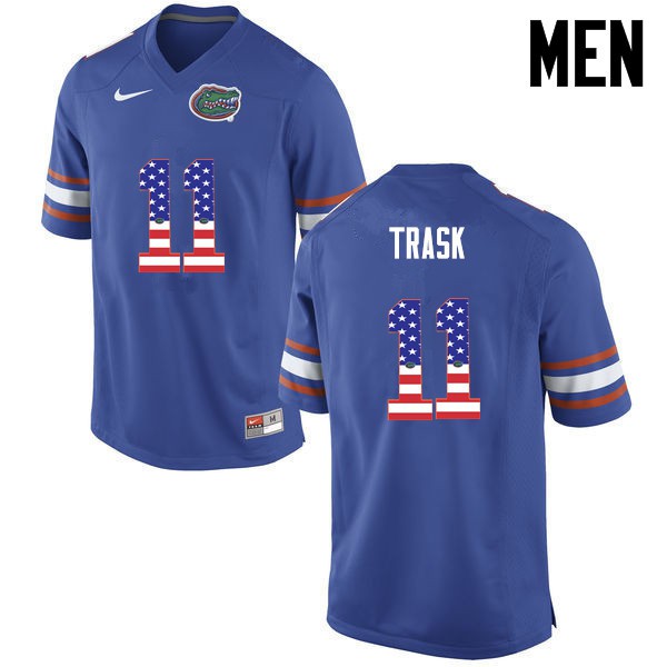 Florida Gators Men #11 Kyle Trask College Football USA Flag Fashion Blue